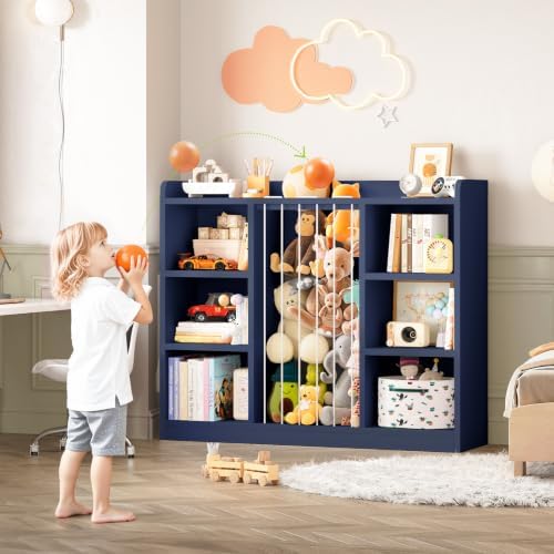 ONBRILL 2-in-1 Toy Storage Organizer with Stuffed Animal Storage, Blue - Image 6
