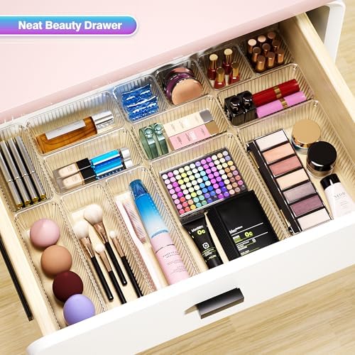 15 PCS Clear Plastic Drawer Organizer Set, Makeup Organizer Trays - Image 5