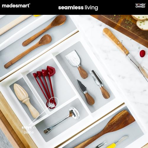 madesmart Classic 4 Compartment Drawer Organizer, White - Image 3