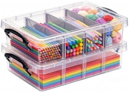 Citylife 2PC Storage Bins with Lids, Storage Box with Dividers by CITYLIFEHomeOrganization
