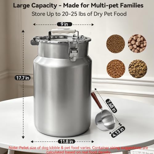 Newget 25 lb Stainless Steel Airtight Dog Food Storage Container with Scoop - Image 2