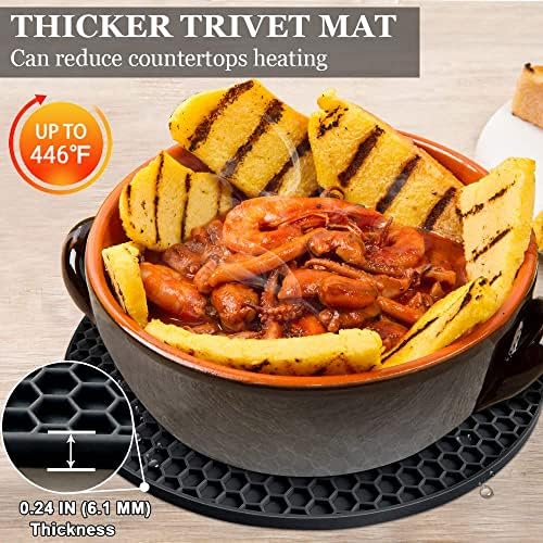 Silicone Trivet Mats - Walfos Heat Resistant Pot Holders Set, 4pcs 2 Sizes 7 Inch & 9 Inch, Multipurpose Non-Slip Hot Pads for Hot Pot, Hot Dishers, Jar Opener, Food Grade & BPA Free (Nordic Grey) - Image 5