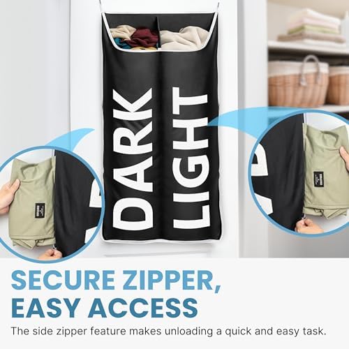Hanging Laundry Hamper Bag XL 40x22", Space Saving over the Door Storage Bags, Behind the Door Hampers for Dirty Clothes & Wall Mounted Basket for Bathroom, Organizer for Small Room Spaces RV - Image 3