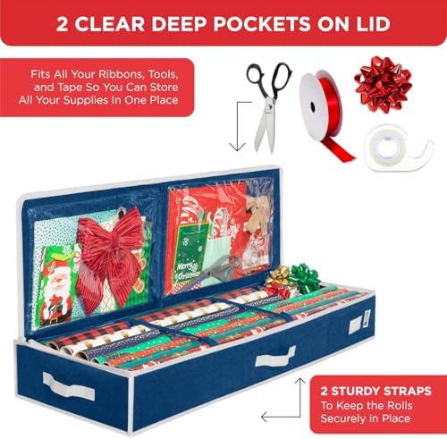 HOLDN’ STORAGE Premium Wrapping Paper Storage Container, Blue - Image 4