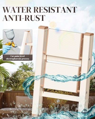 2 Step Ladder, Foldable Aluminum Step Stool with Anti-Slip Pedal - Image 2