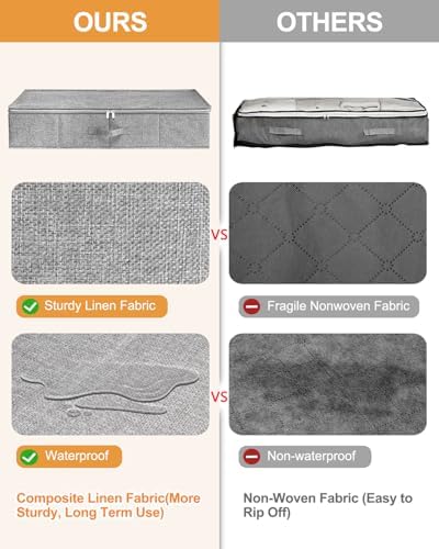 punemi 6.7 in High Under Bed Storage Containers with Zipper Lid, 3Pack,Grey - Image 4