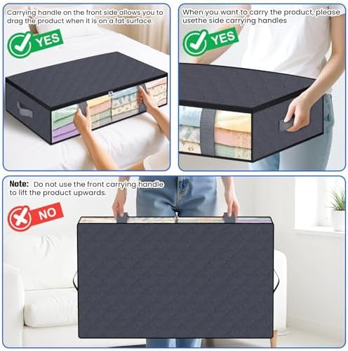 TasticTotes 4 Pack Under Bed Storage Containers, 75L Blanket Storage Bags - Image 5