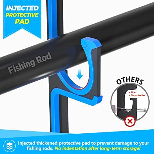 PLUSINNO H5 Horizontal Fishing Rod/Pole Holders for Garage, Wall Ceiling Mounted Fishing Rod Holder, Aviation Aluminum Fishing rod rack Holds up to 5/10/20 Rod or Combos Fishing Gear and Gifts for Men - Image 2