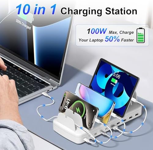 510W Charging Station for Multiple Devices, 10 Ports Fast Charger Organizer - Image 2