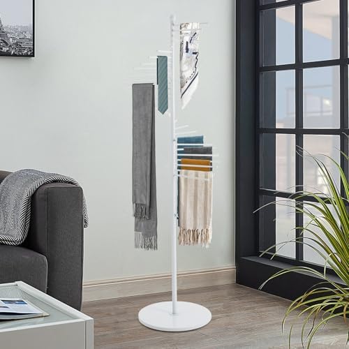 Scarf Organizer, Hijab Organizer, 30 Tiers Metal Scarf Hanger for Multiple Scarves, 67" Height Floor-standing Hijab Stand Belt Pants Hanger for Home, Commercial, Clothing Store (White) - Image 4
