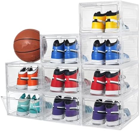 Attelite Shoe Storage Boxes X-Large Stackable Clear Shoe Organizer,9 Pack by Attelite