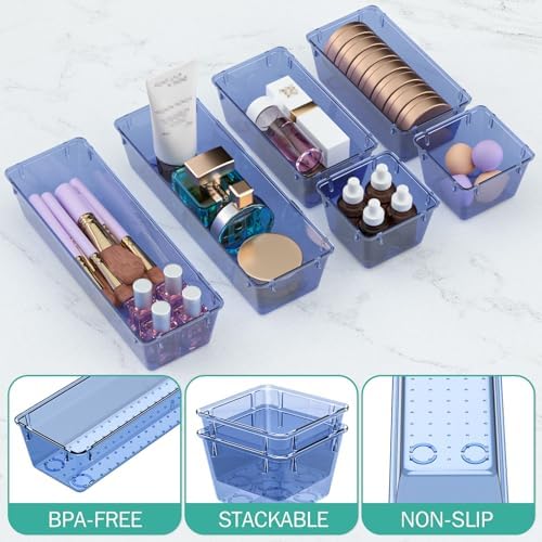 9 Pack Clear Drawer Organizer Set, Drawer Storage Trays, Storage Bins - Image 3