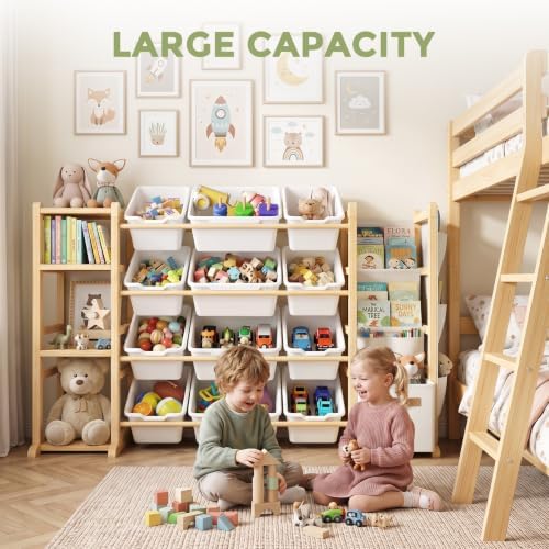 Toy Storage Organizer with 12 Bins and 3 Shelves, Kids Toy Organizer Shelf - Image 3
