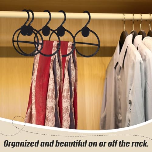 FoldTier 25 Pcs Scarf Hanger Plastic Holder Organizer Space Saving Scarf Organizer Clothes Hanger for Scarves Headscarves Clothing Sorting Storing (Black) - Image 6