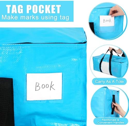 6 Pack Heavy Duty Extra Large Dorm Moving Bags, Pink Purple Blue - Image 2