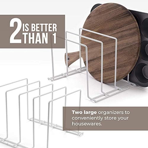 Stock Your Home Kitchen Cabinet Organizer, White (2 Pack) Steel Baking Sheet Holder with 4 Slots for Cabinet, Bakeware Organizer, Divider for Cutting Boards, Pot Lids, Pan Lids, Cookie Sheets - Image 6