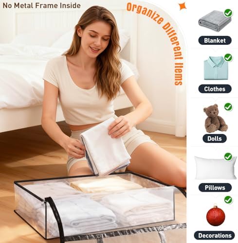 6 Packs 90L Clear Under Bed Storage Containers, Large Clothes Storage Bags - Image 5