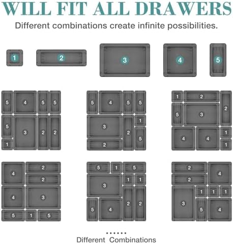 13 PCS Drawer Organizer Set, 5 Size Bathroom and kitchen organizer Trays - Image 4