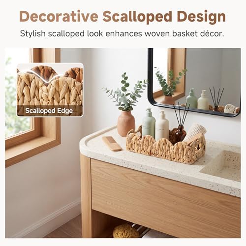 StorageWorks Wicker Scalloped Basket, Small Bathroom Baskets for Storage - Image 3