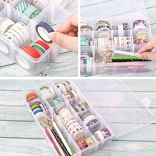 Bead Organizer Storage 3 Pack 15 Grid Clear Plastic Tackle Box Adjustable - Image 4