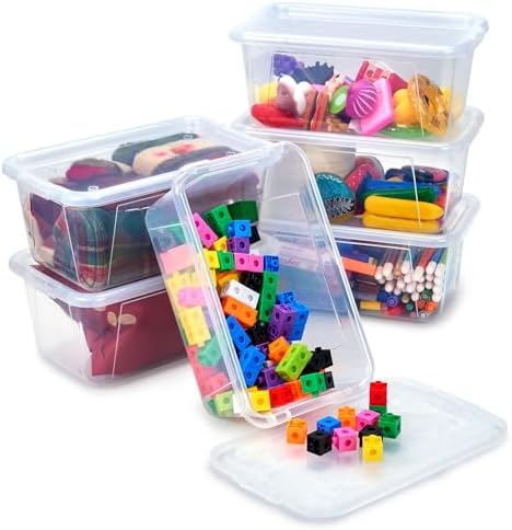 GAMENOTE 6 Quart Stackable Plastic Storage Bins with Lids, 6 Pack, Clear by Gamenote