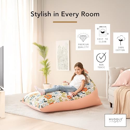 Huddle Designer Stuffed Animal Bean Bag Storage Chair Cover XL Boho Floral - Image 4
