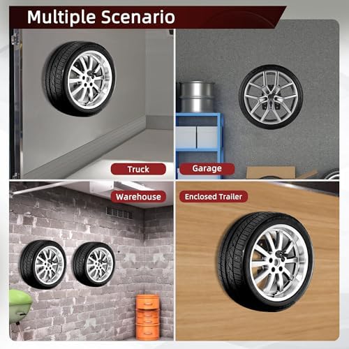 Trailer Spare Tire Mount,Upgraded Spare Wheel Carrier, Spare Tire Mounting Bracket Rack,Wall Mount for Enclosed Trailers,Cargo Race Box Trailers,Trucks, Vans, Garages, Warehouses and Semis - Image 4