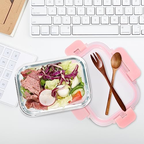 GULFLIN 12 Pack, 12oz Small Glass Food Storage Containers, Pink Set - Image 6