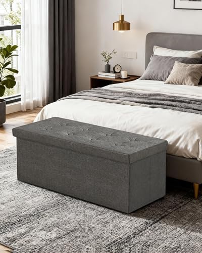 GLAXYFUR 43 Inches Folding Storage Ottoman Bench, Storage Chest, Grey - Image 2