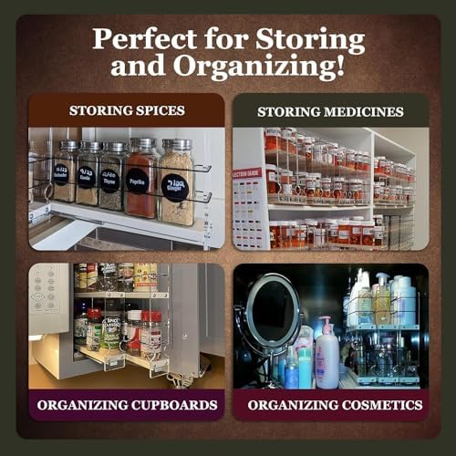 Vertical Spice Narrow Spice Rack -Sliding Spice Jars Organizer - Pantry Organizers & Storage - Slide Out Drawers for Kitchen Cabinets - Seasoning Caddy (2.3" W x 5.0" H x 10.6" D, Partially Assembled) - Image 7