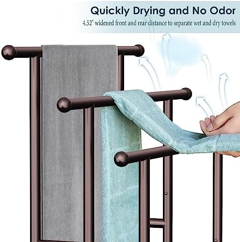 Kayfia 40'' Freestanding 3 Tier Alloy Steel Towel Rack with Storage Basket - Image 5