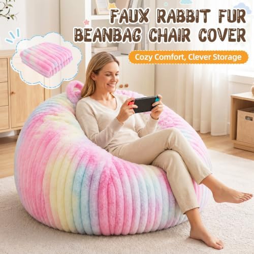 Bean Bag Cover No Filler Stuffed Animal Storage Bean Bag Chair Cover - Image 3