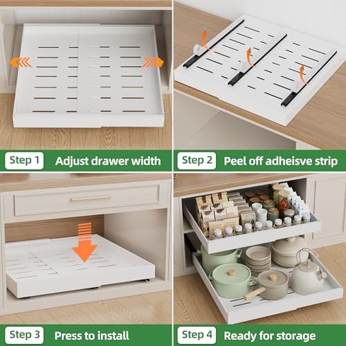 PAKETA 2 Pack Expandable Pull Out Cabinet Organizer,21" Deep - Image 6