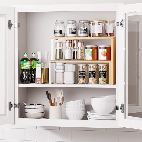 Cabinet Organizer Shelf, 2-Tier Kitchen Counter Organizer Corner Shelves Coffee Bar Organizers for Countertop Kitchen Storage Spice Rack - Image 5