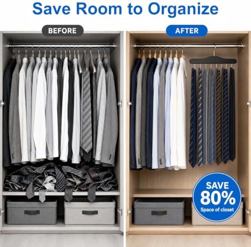 Belt Hanger for Closet, Holds Up to 42 Belts, Sturdy Wooden Belt Rack with 14 Hooks, Space-Saving Belt and Tie Organizer for Closet Storage - Image 3