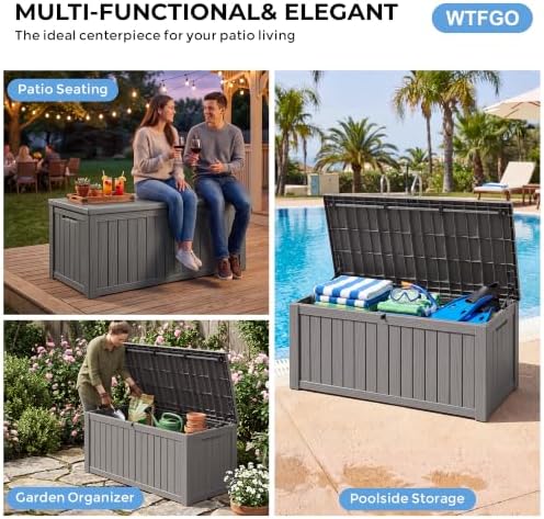 Outdoor Storage Box Waterproof, 160 Gallon Deck Box For Patio Storage - Image 6