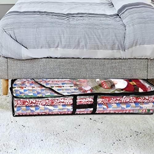 ProPik Wrapping Paper Box | Underbed Gift Wrap Storage & Organizer | 41”x14”x6” Fits 18-24 Rolls Up to 40” Long Roll | Holder for Ribbon, Bows and Accessories 2 Pack (Black) - Image 2