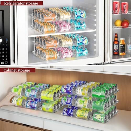 Can Organizer for Pantry, 2 Tier Stackable Rolling Can Storage Rack - Image 4