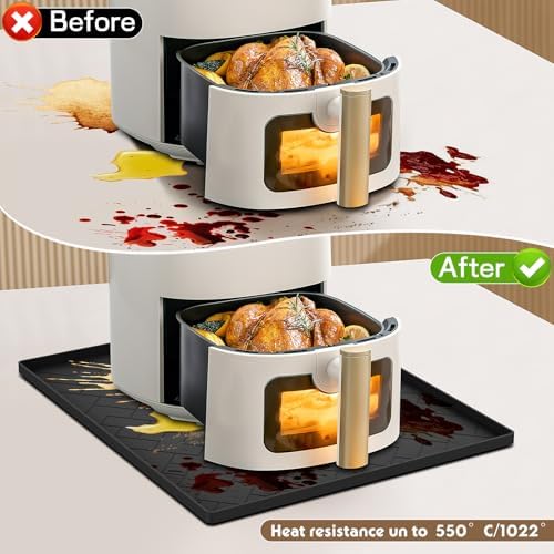 Silicone Heat Resistant Mat For Air Fryer-18''x15''x0.5''Perfect for Ninja,Cosori,Chefman and Most Air Fryers Bottom Silicone air fryer accessories-Protects Countertops From Damage and Scratches - Image 5