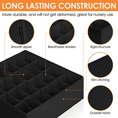 12 Pack Drawer Organizers, 116 Compartments Fabric Foldable Dresser Drawer Organizers for Clothing, Closet Organizers and Storage Bins for Clothes, Christmas Ornament Storage Boxes with Dividers - Image 4