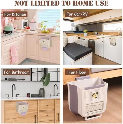 Collapsible Hanging Trash Can for Kitchen Cabinet Door, 2.64 Gallon - Image 5
