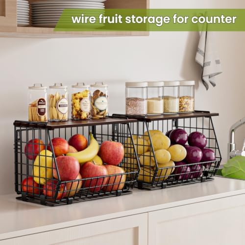 Hanging Fruit Basket for Kitchen, 3 Pack Vegetable Produce Basket - Image 2