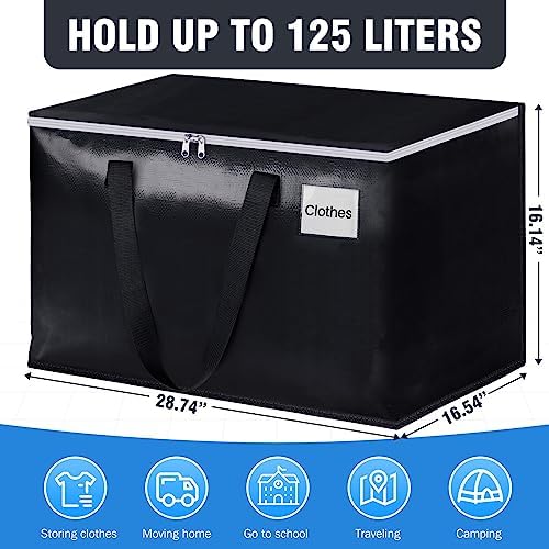 Heavy Duty Moving Bags, Extra Large Storage Bags, 125L, 4-Pack, Black - Image 2