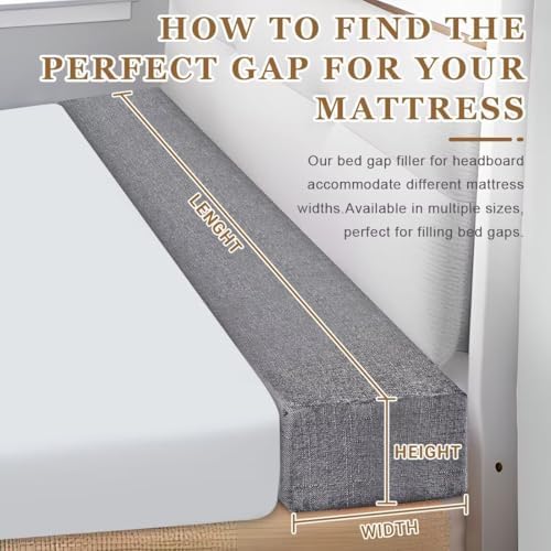 High-Density Mattress Extender with Removable Cover, Spacer for Headboard Space, Wedge Insert for Twin/Twin XL, Dark Gray, 39"x4"x8" - Image 2