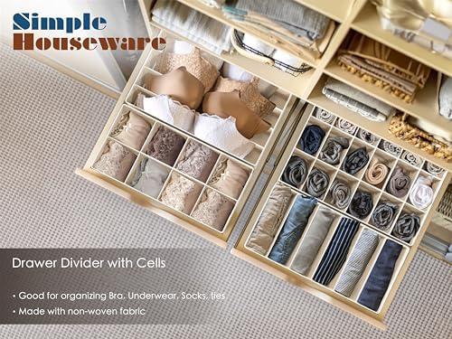 Simple Houseware 4-Pack Drawer Organizer Set for Underwear/Socks/Bra, Beige - Image 6