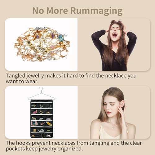 Bloss Hanging Jewelry Organizer With Pockets Double-Size For Earring Jewelry Storage - Image 4