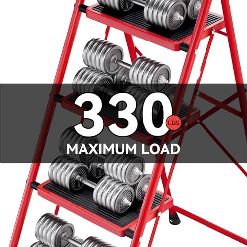 KINGRACK 4 Step Ladder, Folding Step Stool with Anti-Slip Wide Pedal - Image 2