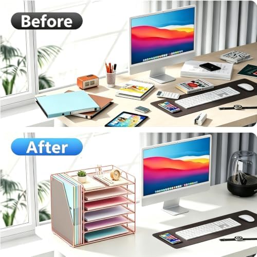 gianotter 6-Tier Paper Organizer With Magazine Holder (Rose Gold, 6-Tier) - Image 2