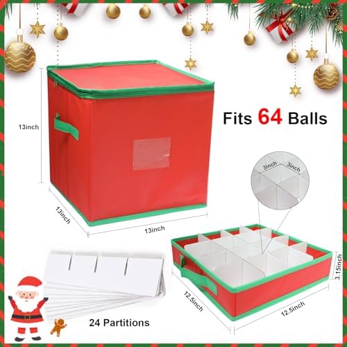 Xmas Ornament Storage Box Up To 64 Balls with 4 Separate Removable Trays - Image 3