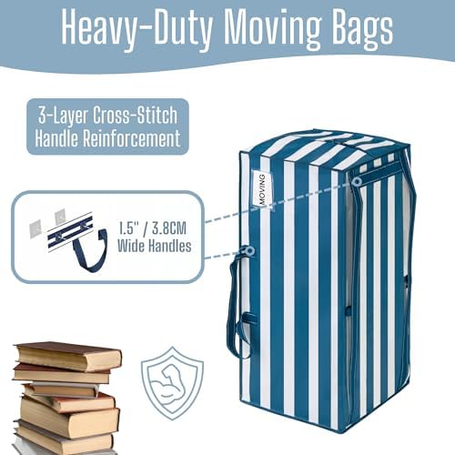 VENO 4 Pack Heavy Duty Moving Bags with Backpack Straps, Zippers & Handles, Extra Large Packing Bags for College Dorm Essentials, Moving Supplies Alternative to Cardboard Moving Boxes - Image 3